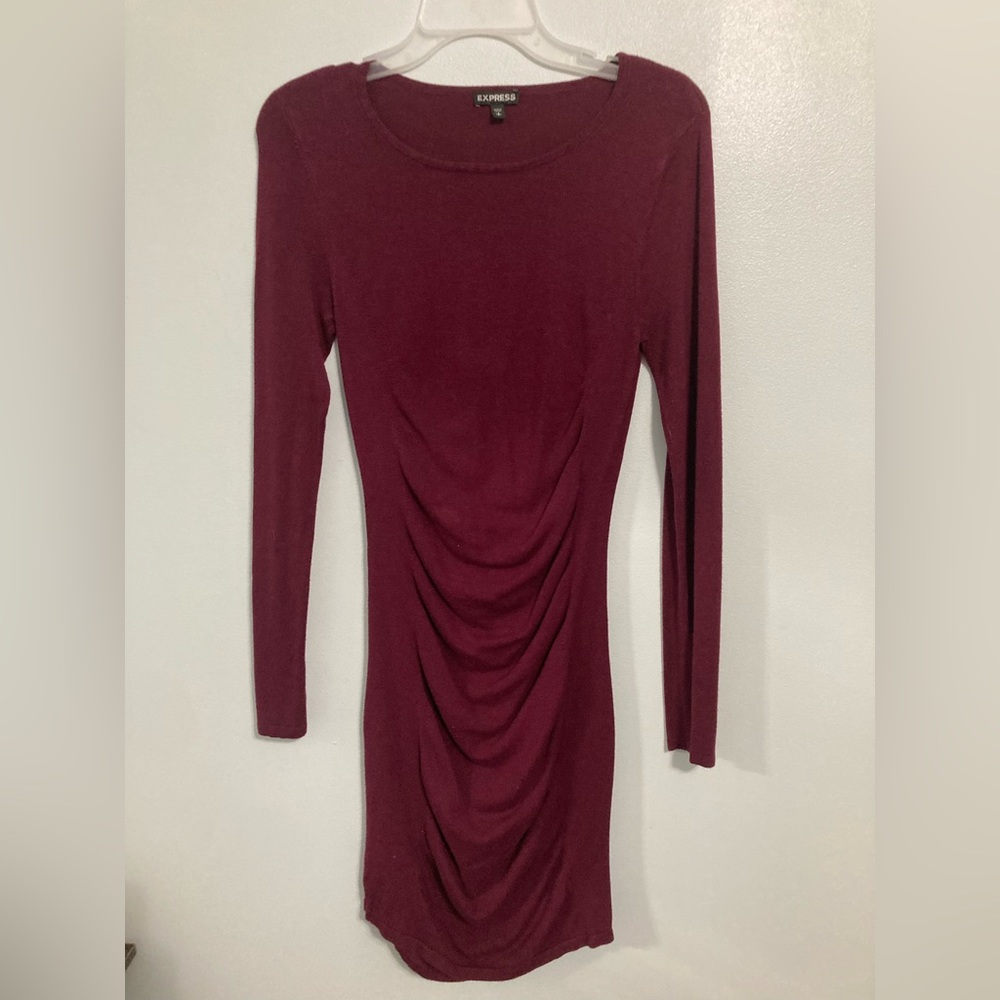 Express Size Small Women’s Burgundy Long Sleeve Dress.